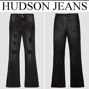 NWT  Hudson High Rise Flare Jeans In Black Size Girls 14